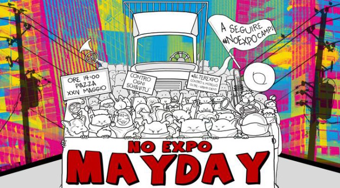 pullman No tav per la manifestazione No Expo di Milano del 1 maggio